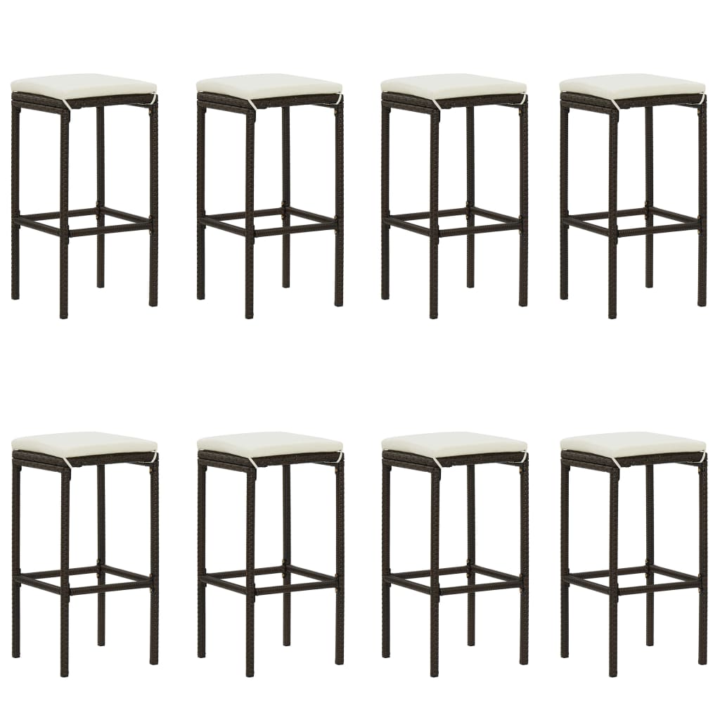 Set da Bar da Giardino 9 pz con Cuscini Marrone cod mxl 44633