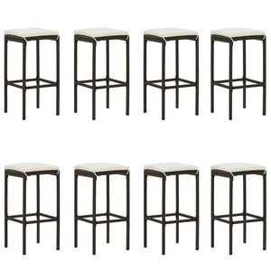 Set da Bar da Giardino 9 pz con Cuscini Marrone cod mxl 44633