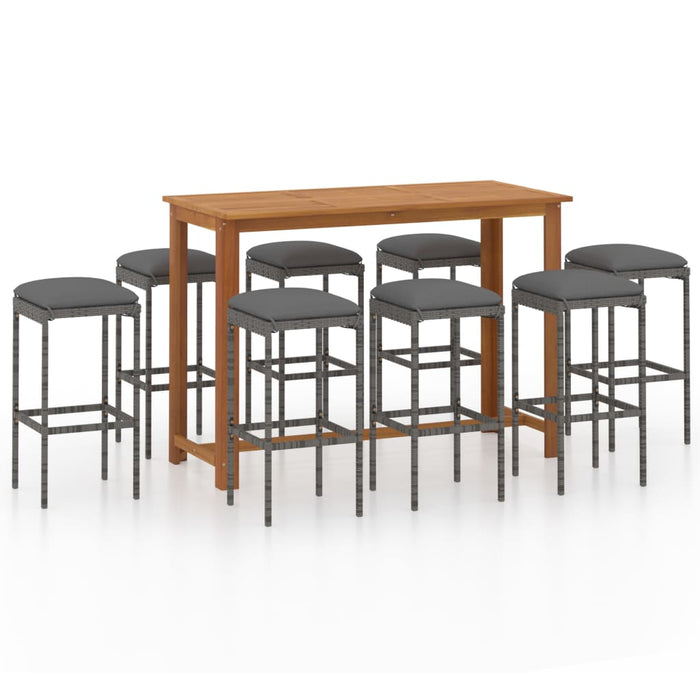 Set da Bar da Giardino 9 pz con Cuscini Grigio cod mxl 44628