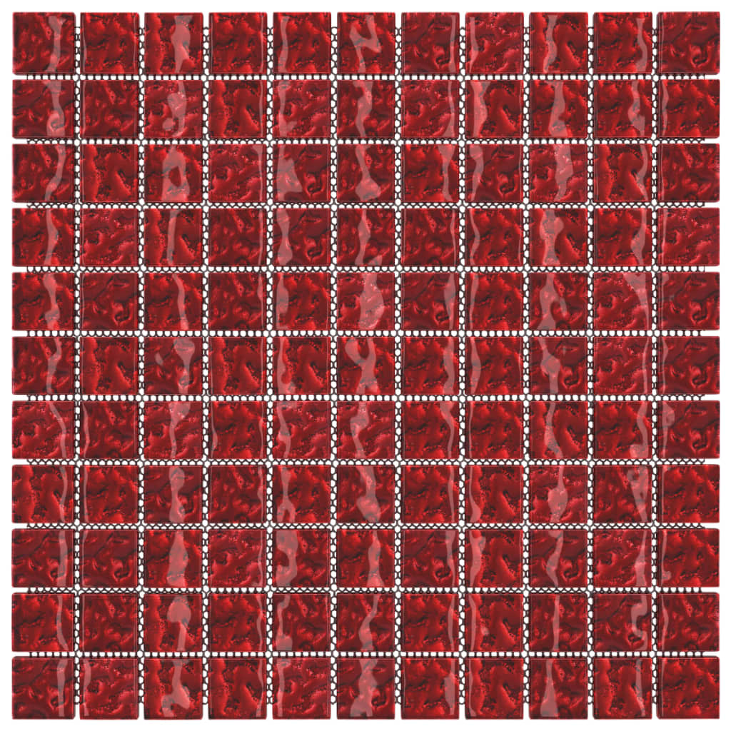 Piastrelle Mosaico 11 pz Rosso 30x30 cm in Vetro 327305