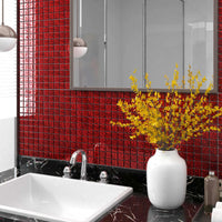 Piastrelle Mosaico 11 pz Rosso 30x30 cm in Vetro 327305