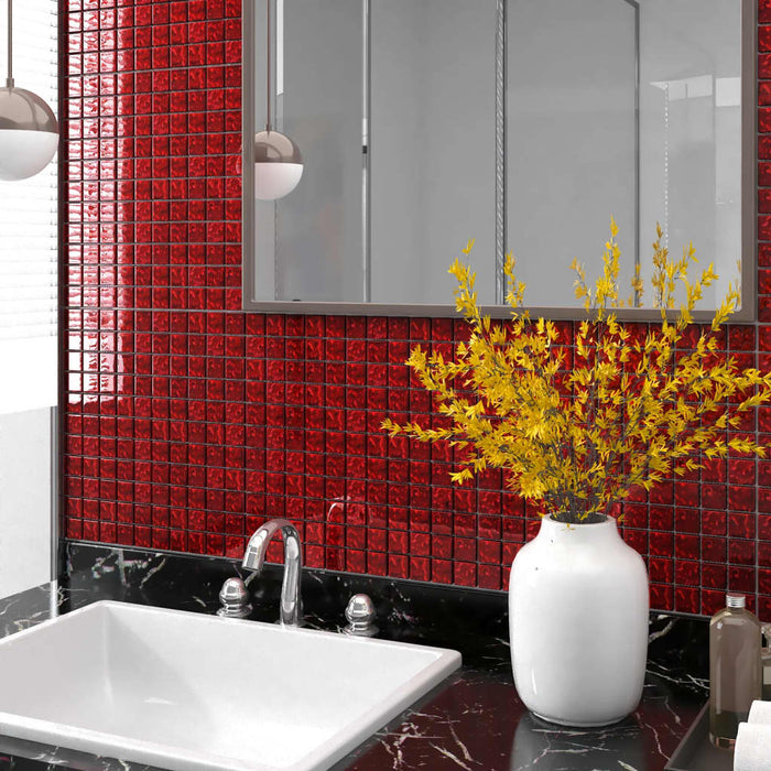 Piastrelle Mosaico 11 pz Rosso 30x30 cm in Vetro 327305