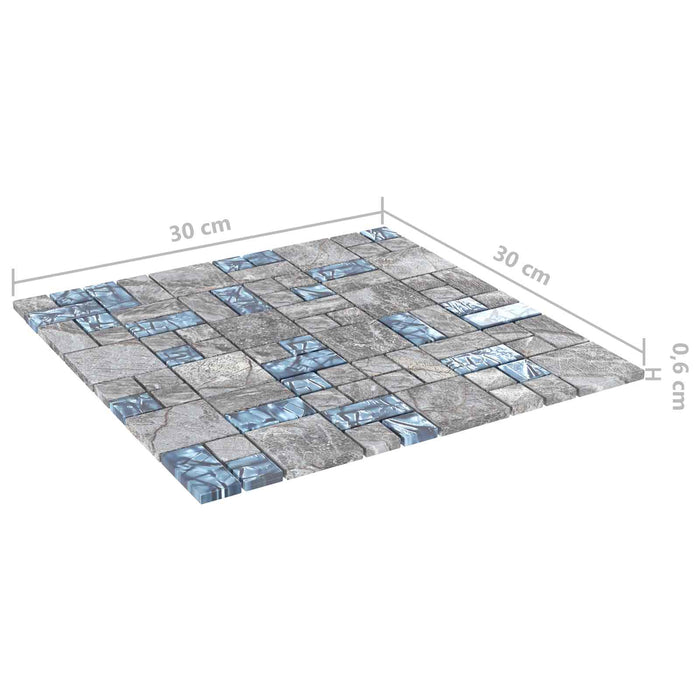 Piastrella Mosaic 22 pcs Grigio e Blu 50 x 50 cm Vetro 42046764