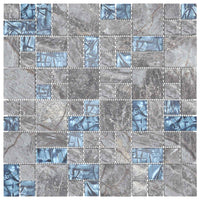 Piastrella Mosaic 22 pcs Grigio e Blu 50 x 50 cm Vetro 42046764