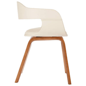 Sedia da Pranzo Bianco in Legno Piegato e Similpelle