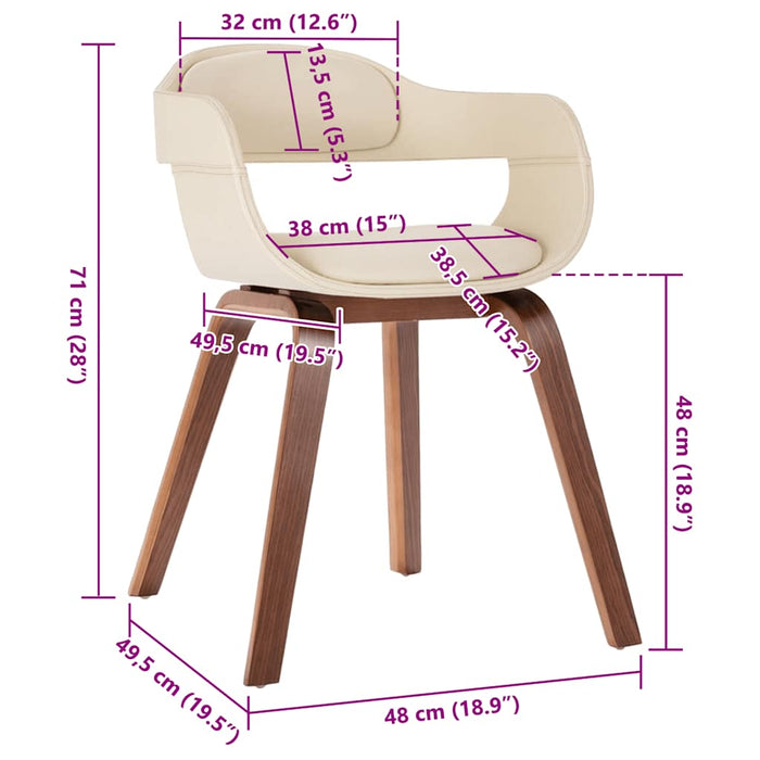Sedia da Pranzo Bianco in Legno Piegato e Similpelle