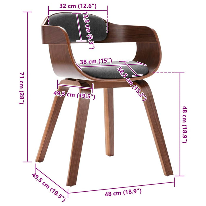 Sedia da Pranzo Grigio Scuro in Legno Piegato e Tessuto 327332