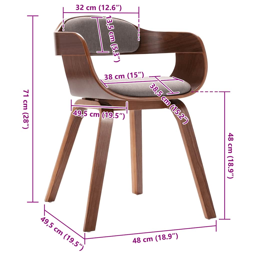 Sedia da Pranzo Grigio Talpa in Legno Piegato e Tessuto 327334