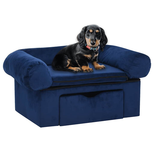 Divano per Cani con Cassetto Blu 75x50x38 cm in Peluche 171080