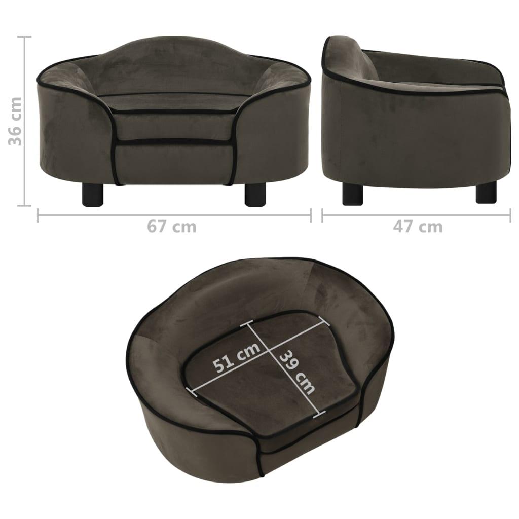 Divano per cani 67 cm peluche grigio scuro 02_0000166