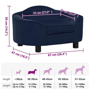 vidaXL Divano per Cani Blu 67x47x36 cm in Peluche