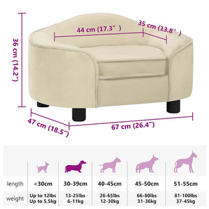 Divano per Cani Crema 67x47x36 cm in Peluche 171090