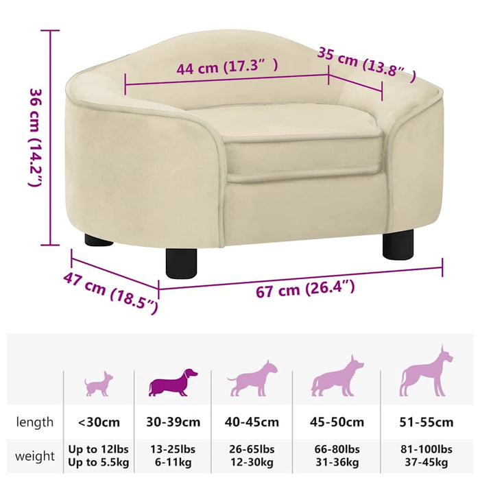 Divano per Cani Crema 67x47x36 cm in Peluche 171090