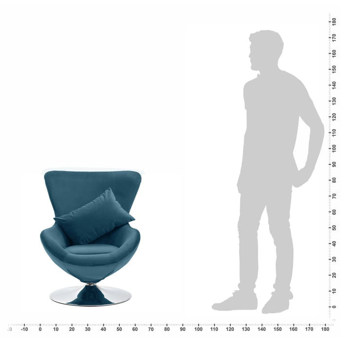 vidaXL Poltrona a Uovo Girevole con Cuscino Blu in Velluto