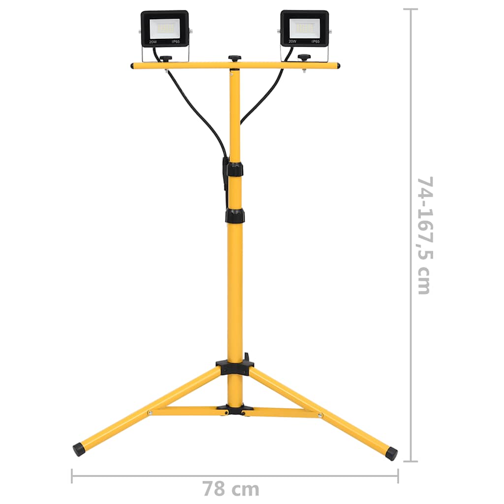 Faretto a LED con Treppiede 2x20 W Bianco Freddo