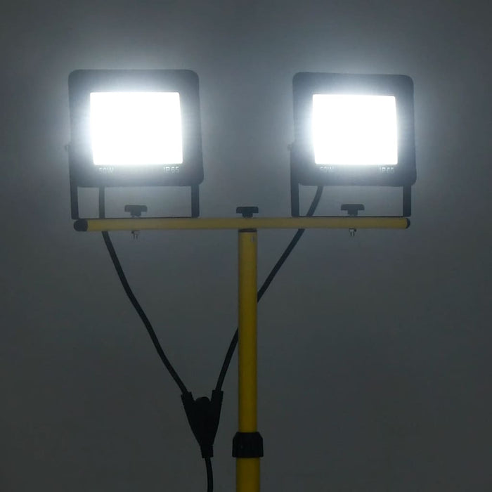 Faretto a LED con Treppiede 2x50 W Bianco Freddo