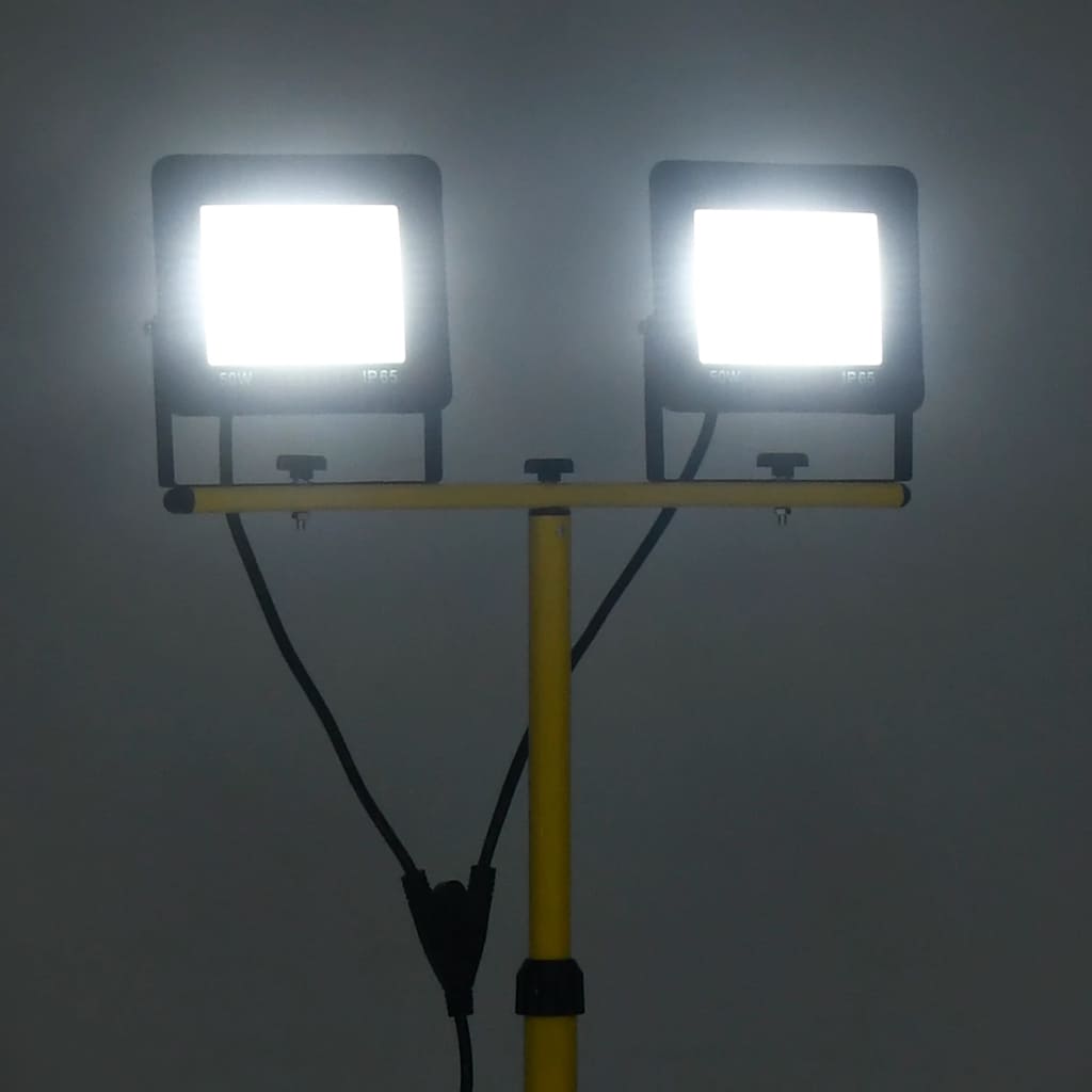 Faretto a LED con Treppiede 2x50 W Bianco Freddo 149661