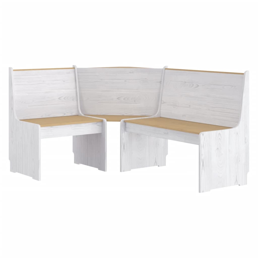 Panca Angolare 151 cm in Legno Massello di Pino Miele e Bianco cod mxl 51289