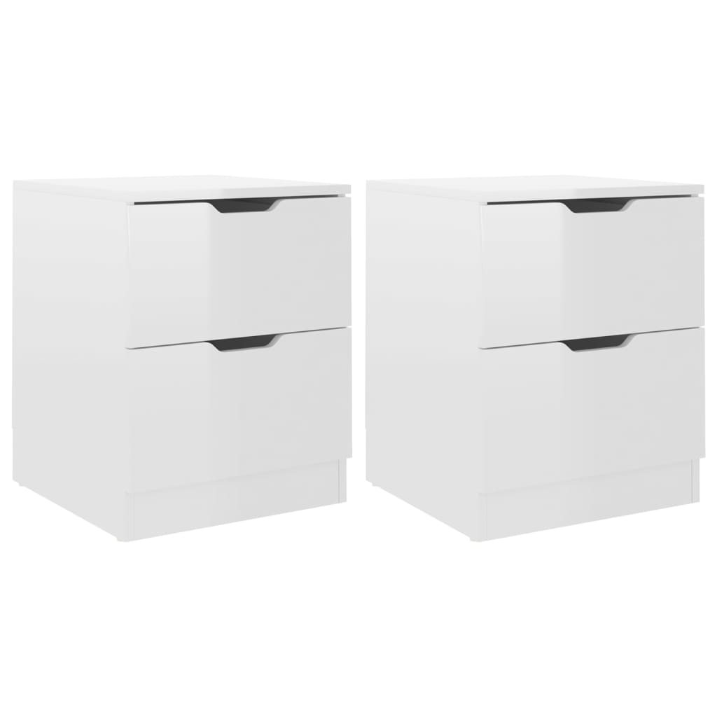 Comodini 2 pz Bianco Lucido 40x40x50 cm in Legno Multistrato 326736