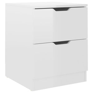 Comodini 2 pz Bianco Lucido 40x40x50 cm in Legno Multistrato 326736