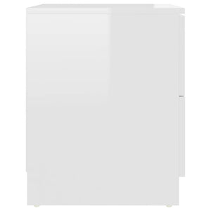 Comodini 2 pz Bianco Lucido 40x40x50 cm in Legno Multistrato 326736