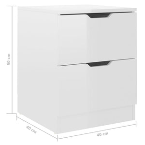 Comodini 2 pz Bianco Lucido 40x40x50 cm in Legno Multistrato 326736