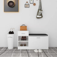 Panca Porta Scarpe Bianca 94,5x31x57 cm in Legno Multistrato 326741