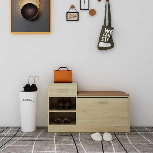 Panca Porta Scarpe Rovere Sonoma 94,5x31x57cm Legno Multistrato 326744
