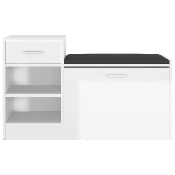 Panca Porta Scarpe Bianco Lucido 94,5x31x57cm Legno Multistrato 326747