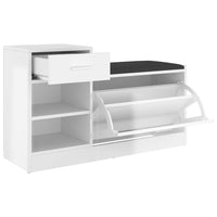Panca Porta Scarpe Bianco Lucido 94,5x31x57cm Legno Multistrato 326747