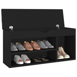 Panca Porta Scarpe con Cuscino Nera 104x30x49cm Multistrato 326751