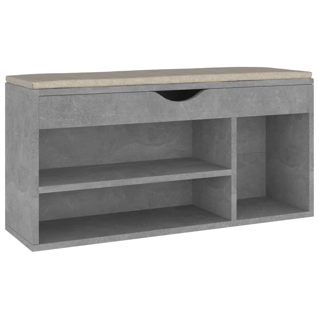 Panca per scarpe, stivali, cassettiera, scaffale, mobili da ingresso, con cuscino, in MDF grigio 02_0022873