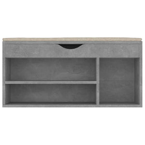 Panca per scarpe, stivali, cassettiera, scaffale, mobili da ingresso, con cuscino, in MDF grigio 02_0022873