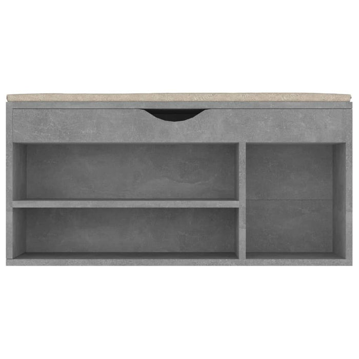 Panca per scarpe, stivali, cassettiera, scaffale, mobili da ingresso, con cuscino, in MDF grigio 02_0022873