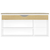 Panca Scarpe Cuscino Bianco Rovere Sonoma 104x30x49 Multistrato 326755