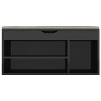 Panca per scarpe, stivali, comò, scaffale, mobili, ingresso, cuscino portaoggetti, legno composito nero lucido 02_0022950