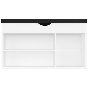 Panca per scarpe, stivali, cassettiera, scaffale per ingresso, con cuscino, in MDF bianco 02_0022867