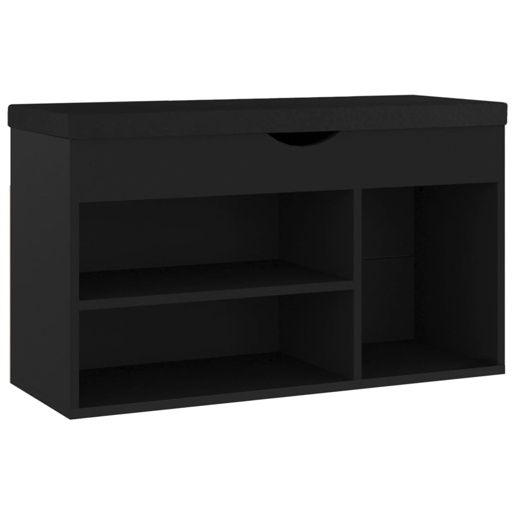 Panca Porta Scarpe con Cuscino Nera 80x30x47 Legno Multistrato 326760