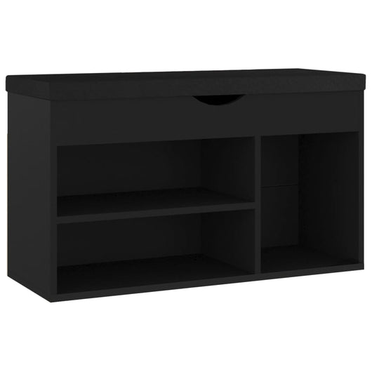 Panca Porta Scarpe con Cuscino Nera 80x30x47 Legno Multistrato 326760