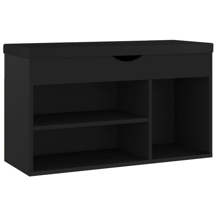 Panca Porta Scarpe con Cuscino Nera 80x30x47 Legno Multistrato 326760