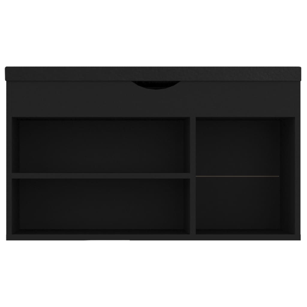 Panca Porta Scarpe con Cuscino Nera 80x30x47 Legno Multistrato 326760