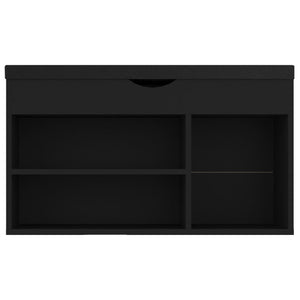 Panca Porta Scarpe con Cuscino Nera 80x30x47 Legno Multistrato 326760