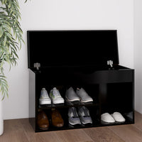 Panca Porta Scarpe con Cuscino Nera 80x30x47 Legno Multistrato 326760