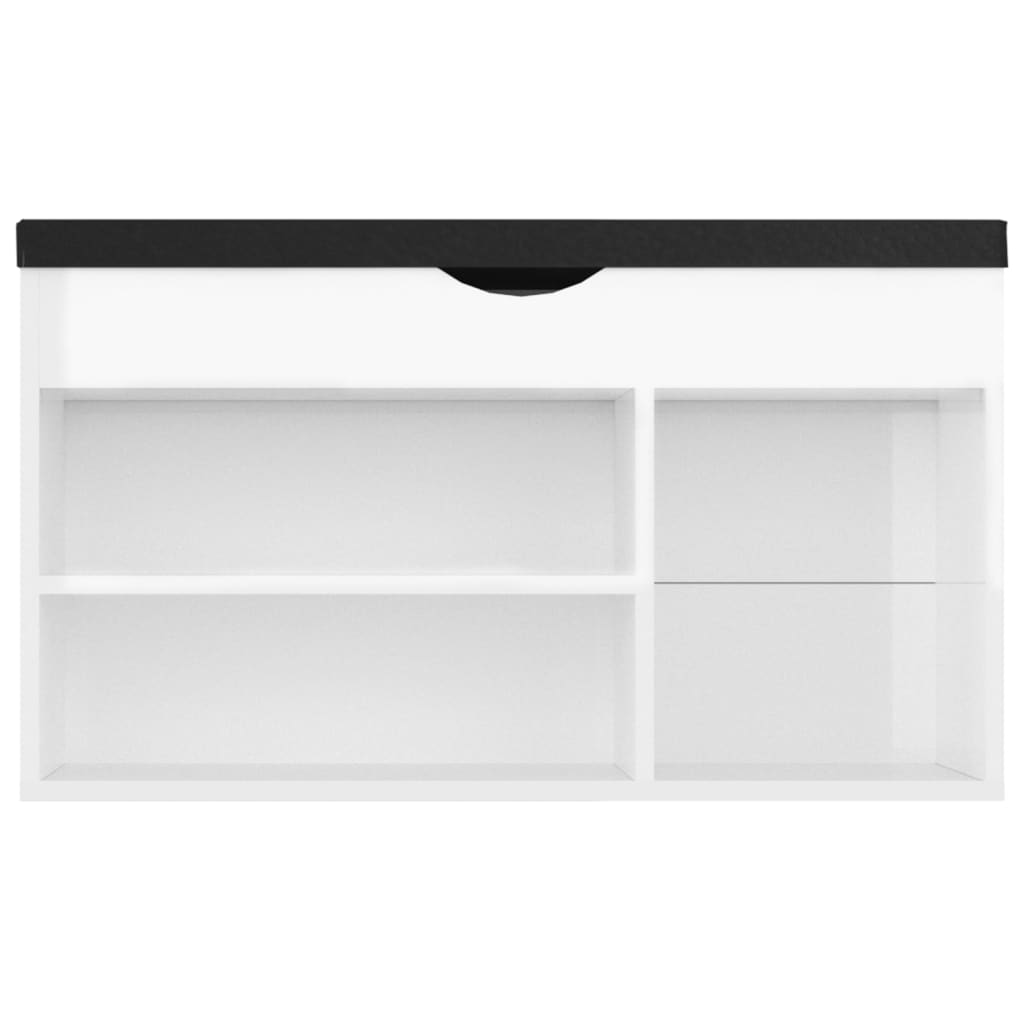 Panca Porta Scarpe Cuscino Bianco Lucido 80x30x47cm Multistrato 326765