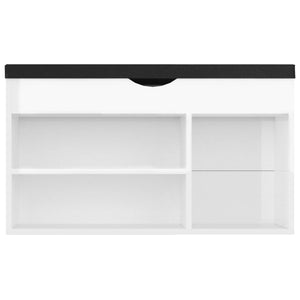 Panca Porta Scarpe Cuscino Bianco Lucido 80x30x47cm Multistrato 326765