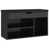 Panca Porta Scarpe Cuscino Nero Lucido 80x30x47cm Multistrato 326766