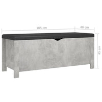 Contenitore con Cuscino Grigio Cemento 105x40x45cm Multistrato 326772