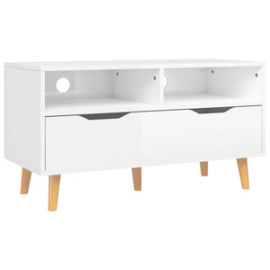 Mobile Porta TV Bianco Lucido 90x40x48,5 cm Legno Multistrato 326783