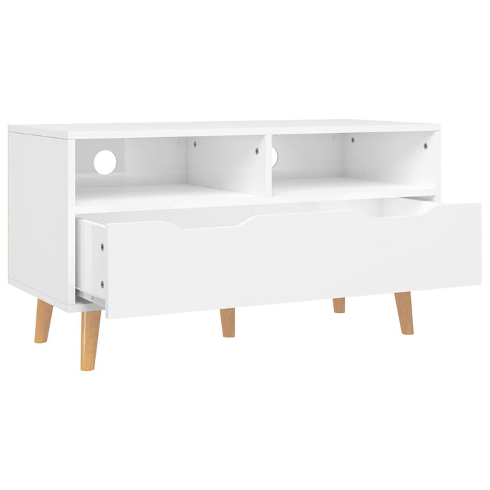 Mobile Porta TV Bianco Lucido 90x40x48,5 cm Legno Multistrato 326783