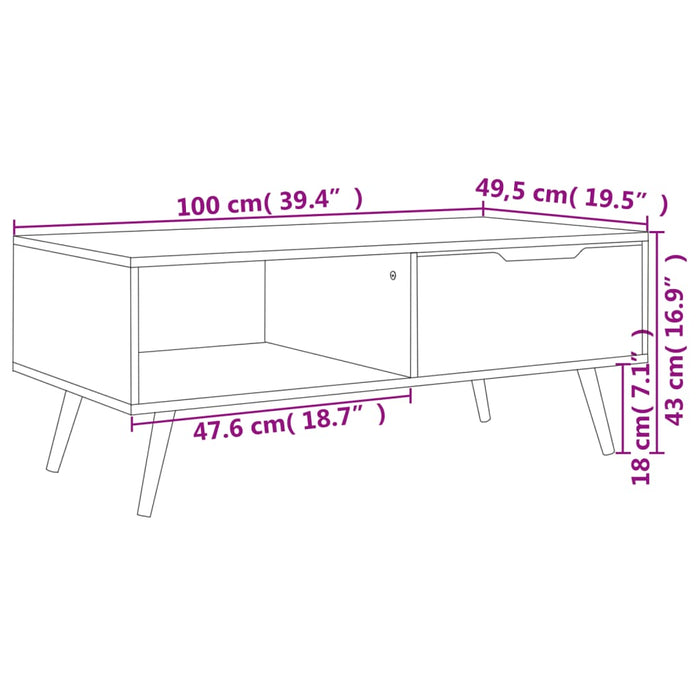 Tavolino Salotto Rovere Sonoma 100x49,5x43 cm Legno Multistrato 326789
